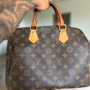 Vintage Louis Vuitton Brown and Tan Monogram Satchel